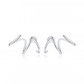 Pandora Style Silver Stud Earrings, Simple Line - SCE986