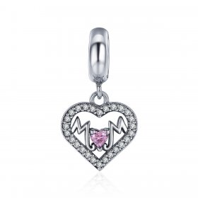 Pandora Style Silver Bangle Charm, Mom Heart - SCC392