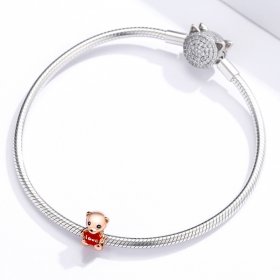 Pandora Style Rose Gold Charm, Teddy Bear - BSC228