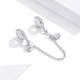Pandora Style Silver Safety Chain Charm, Cat and Claw - BSC243