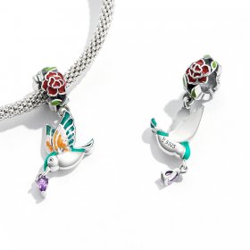 PANDORA Style Flowers and Birds Dangle Charm - SCC2195