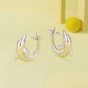 Pandora Style Dolphin Hoop Earrings - BSE881