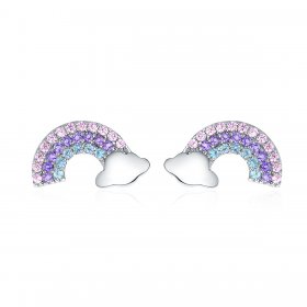 Silver Little Rainbow Stud Earrings - PANDORA Style - SCE578