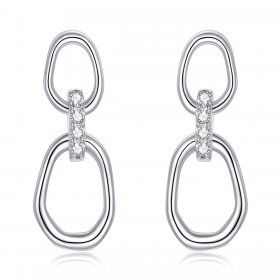 Pandora Style Silver Dangle Earrings, Geometry - SCE1016