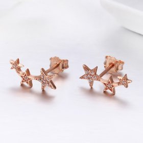 Rose Gold Secrets of Stars Stud Earrings - PANDORA Style - SCE291