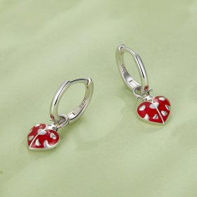 Pandora Style Ladybug Hoop Earrings - SCE1573
