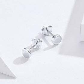 Pandora Style Silver Stud Earrings, Simple Bean - SCE705-A