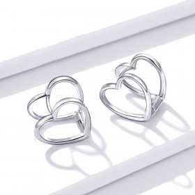 PANDORA Style Simple - Double Heart Stud Earrings - BSE501