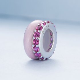 Pandora Style Pink Double Layer Silicone Spacer - BSC883-PK