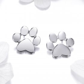 Silver Cute Paw Stud Earrings - PANDORA Style - SCE407-2