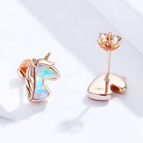 PANDORA Style Ocean Blue Opal Unicorn Stud Earrings - SCE815-C