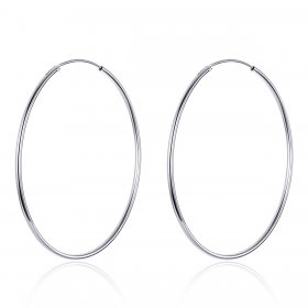 Pandora Style Silver Hoop Earrings, Simple Line - SCE711