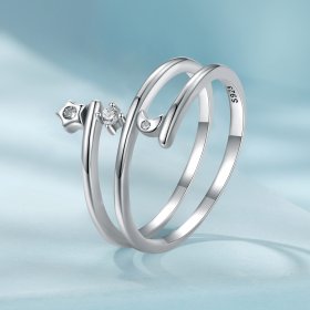 Pandora Style Multi-Layered Star and Moon Ring - SCR970