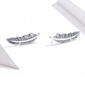 Pandora Style Silver Stud Earrings, Light As A Feather - SCE865