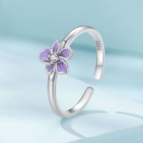 Pandora Style Purple Flower Ring - SCR976-E