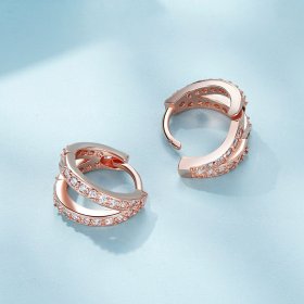 Pandora Style Rose Gold Modern Woman Hoop Earrings - SCE1187-C