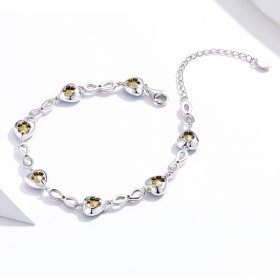 Silver Ocean Heart Chain Slider Bracelet - PANDORA Style - SCB163