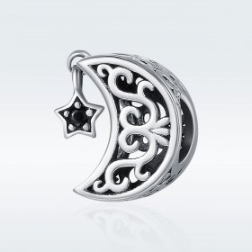 Pandora Style Silver Charm, Moon and Star - SCC483