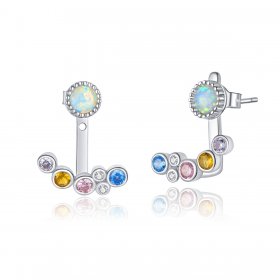 Pandora Style Silver Stud Earrings, Coloful Bubbles - BSE392