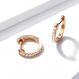Rose Gold Small Circle Hoop Earrings - PANDORA Style - SCE498-C