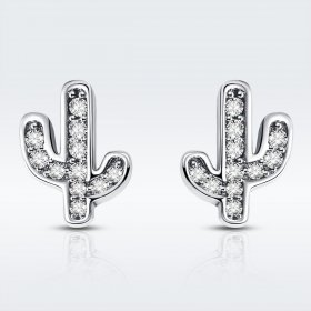 Silver Fresh Cactus Stud Earrings - PANDORA Style - SCE286