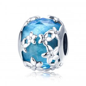 Pandora Style Silver Charm, Aquamarine Daisy's Confession - SCC878