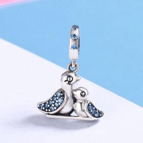 Pandora Style Silver Bangle Charm, Baby Bird With Mother - SCC426
