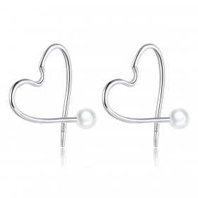 Pandora Style Silver Hoop Earrings, The Heart of Treasure - SCE964