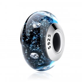 PANDORA Style Midnight Bubbling With Threaded Murano Glass Charm - SCZ028