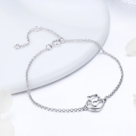 Rose Gold & Silver Cute Cat Chain Slider Bracelet - PANDORA Style - SCB102-C