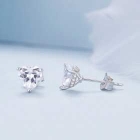 Pandora Style Sparkling Heart Studs Earrings - BSE853