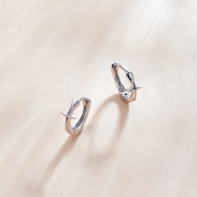 Pandora Style Silver Hoop Earrings, Shining Star - SCE1045