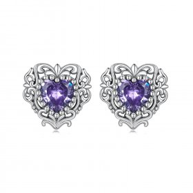 PANDORA Style Purple Zircon Heart Stud Earrings - BSE695