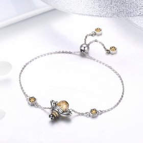 Silver Dancing Bee Slider Bracelet - PANDORA Style - SCB043