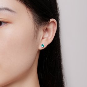 Pandora Style Green Nano Stud Earrings - BSE831-GN