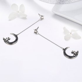 Pandora Style Silver Dangle Earrings, Moon - SCE287