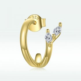 Pandora Style 18ct Gold Plated Hoop Earrings , Diamond - SCE1080