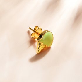 Pandora Style 18ct Gold Plated Hoop Earrings, Ice-Cream, Green Enamel - SCE1159