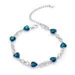 Silver Ocean Heart Chain Slider Bracelet - PANDORA Style - SCB163
