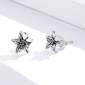 Pandora Style Silver Stud Earrings, Butterfly Love Flowers - SCE887