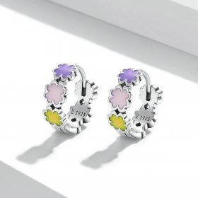 PANDORA Style Colorful Clover Hoop Earrings - SCE1343