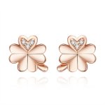 Pandora Style Rose Gold Stud Earrings, Clover - BSE233