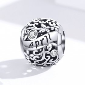 Pandora Style Silver Charm, April Birthstone - SCC1385-4