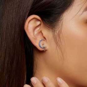 Pandora-style Moon Cat Stud Earrings - SCE1609