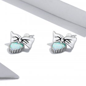 PANDORA Style Opal Heart Bow Stud Earrings - SCE1374