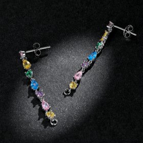 PANDORA Style Color Zirconium Tassel Stud Earrings - BSE558