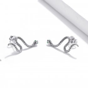 Pandora Style Silver Stud Earrings, Dance of The Snake - SCE1111