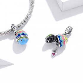 Pandora Style Silver Dangle Charm, Lucky Eggs, Multicolor Enamel - SCC1753