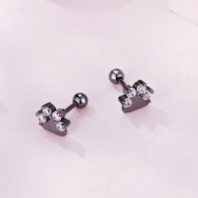 Pandora Style Black Dog Paws Studs Earrings - SCE1575