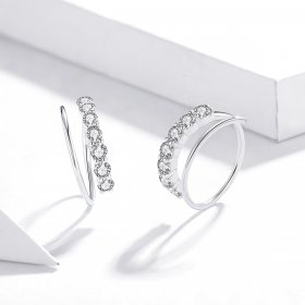Pandora Style Silver Hoop Earrings, Simple Geometry - SCE931